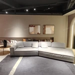 Asymmetrical Curved Corner Lounge Sofa with Premium Matte Leather Upholstery